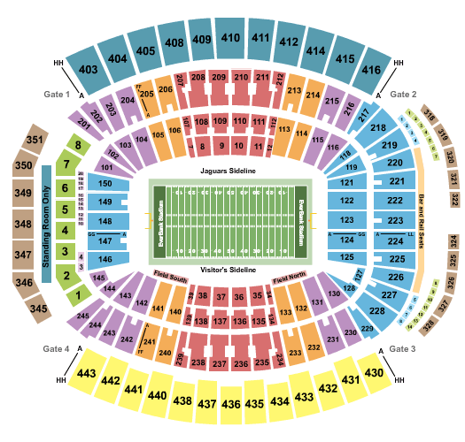 EverBank Stadium Jacksonville Jaguars Seating Chart